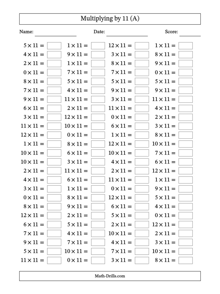 Horizontal Multiplication Facts 1111 0012 001.1668779510 | PDF ...