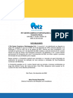 Pet Center Comércio E Participações S.A. Companhia Aberta