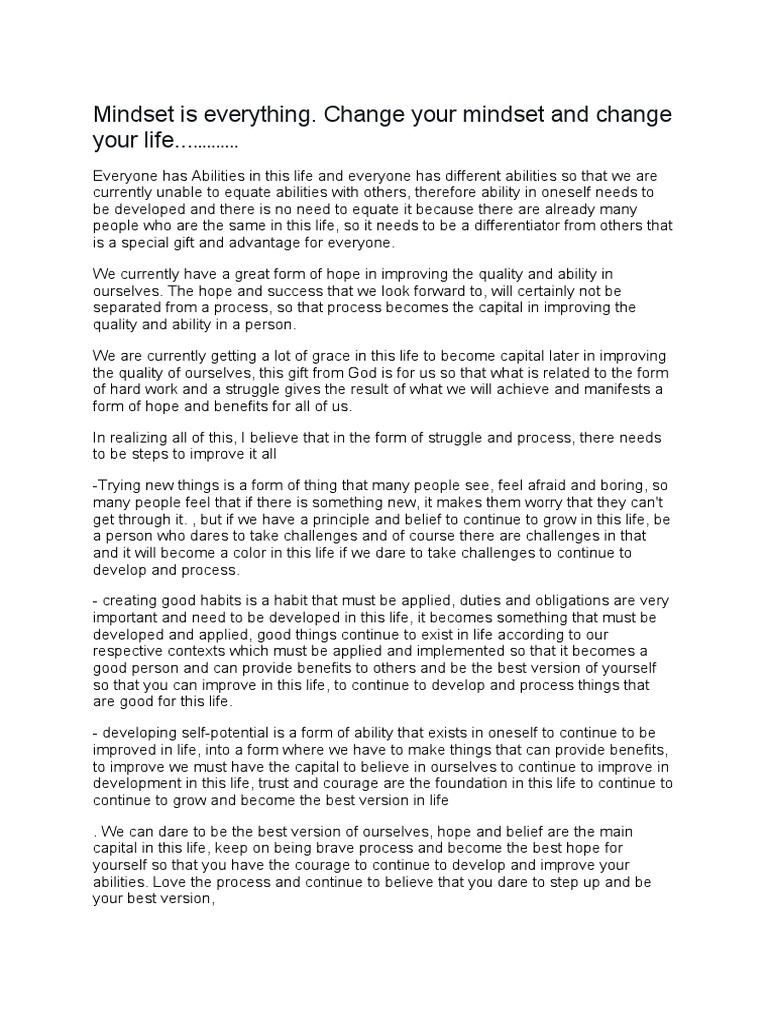 Mindset Is Everything PDF Hope