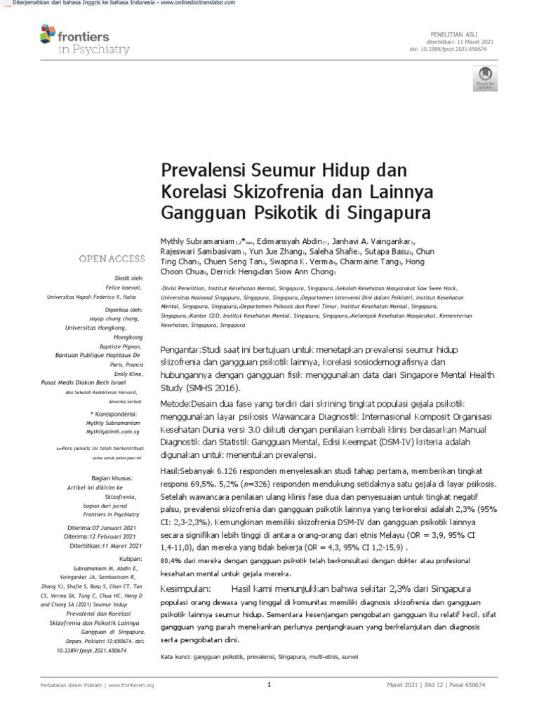 Lifetime Prevalence and Correlates of Schizophrenia and Other Psychotic ...