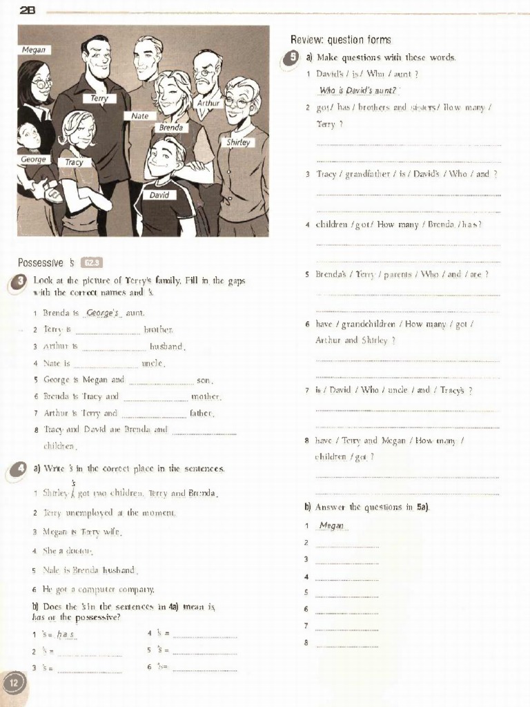 Family Relationships and Possessives Worksheet | PDF