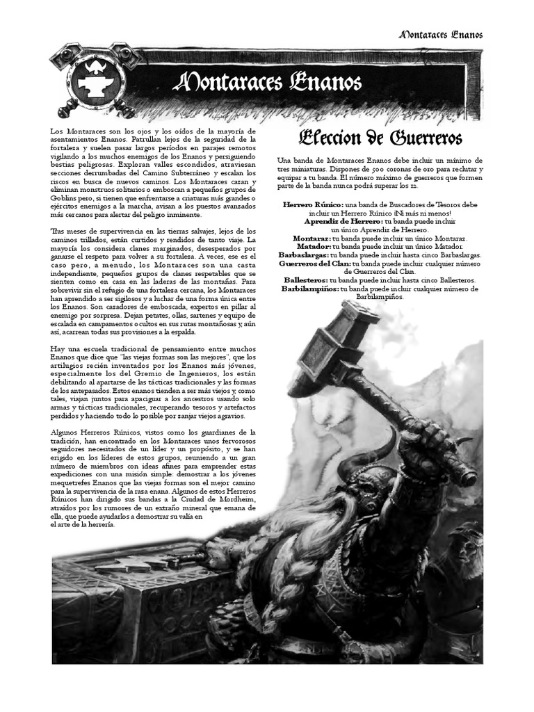 Montaraces Enanos: Eleccion de Guerreros | PDF | Runas | Enano (Tierra ...