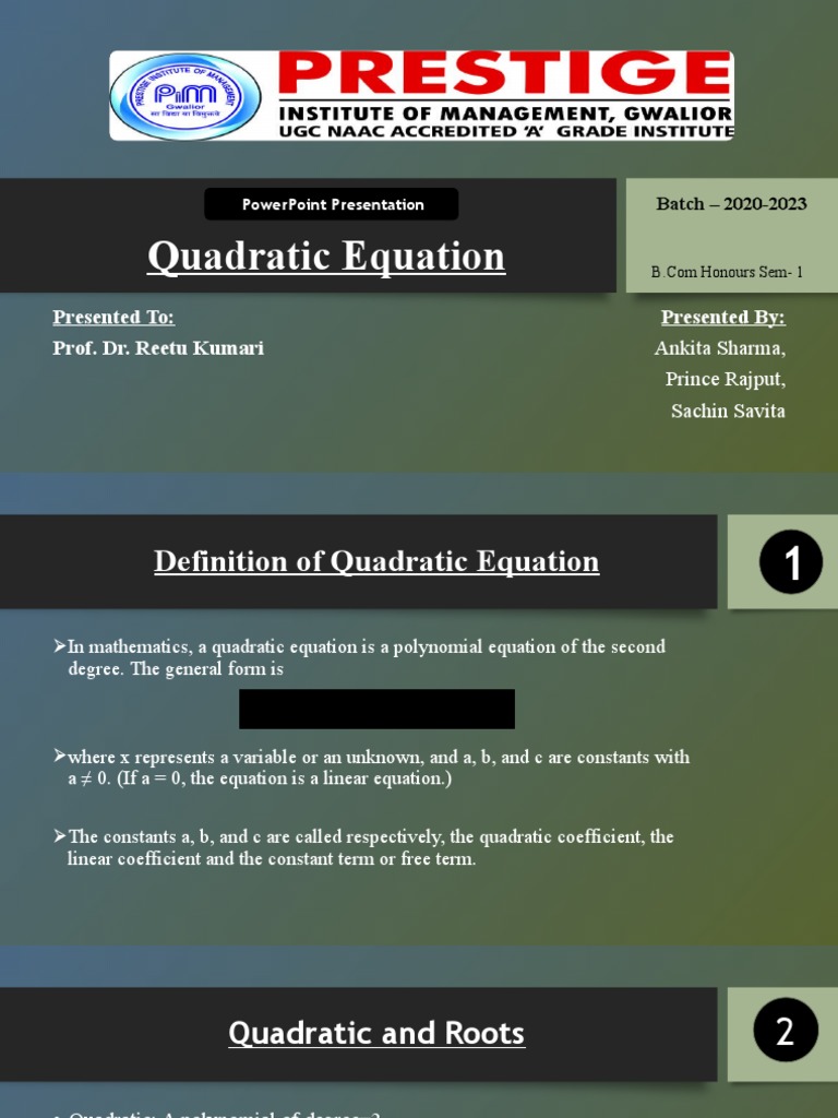 Quadratic Equation | PDF | Quadratic Equation | Equations