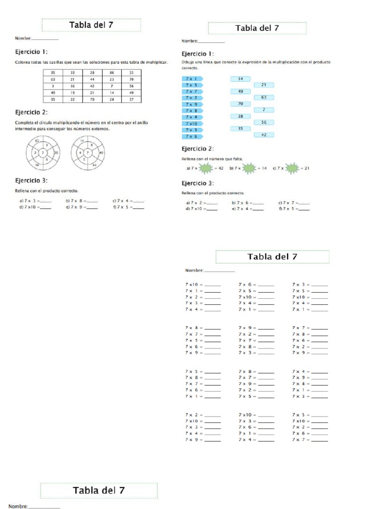 Tabla de Multiplicar PDF