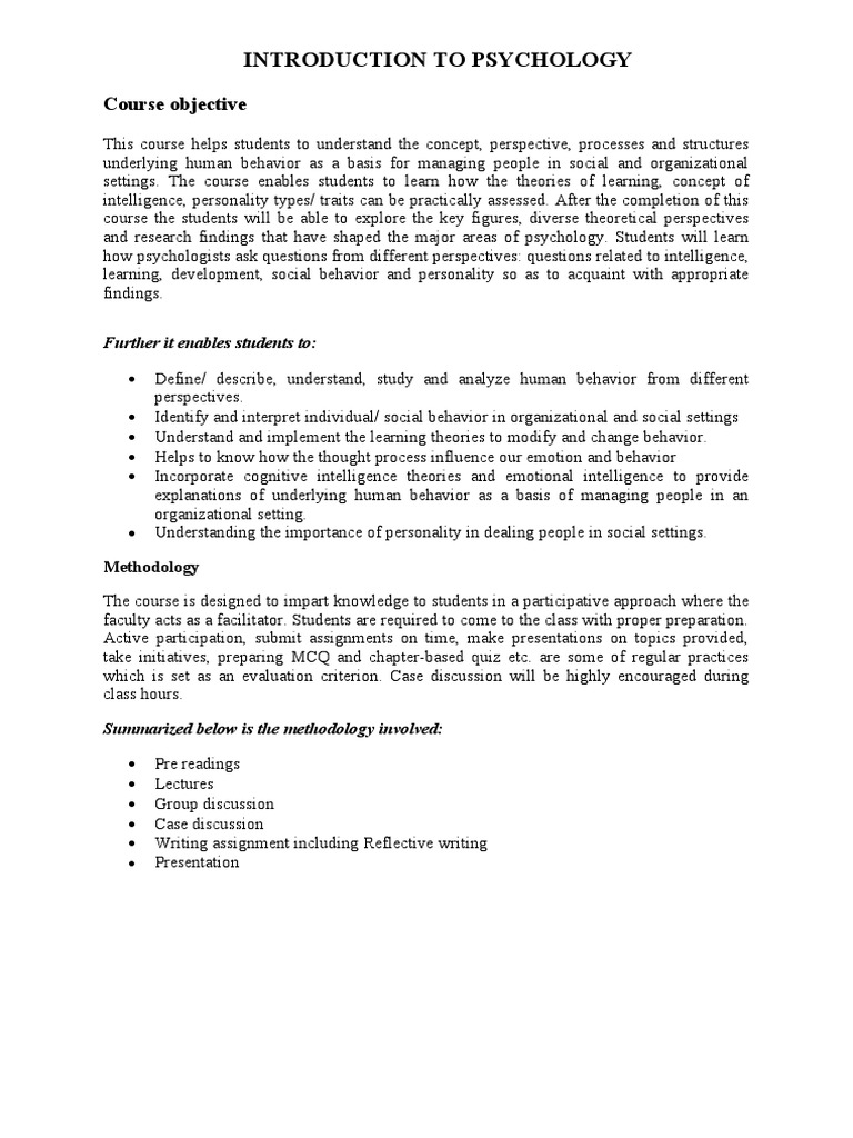 Introduction to Psychology Course | PDF | Memory | Intelligence