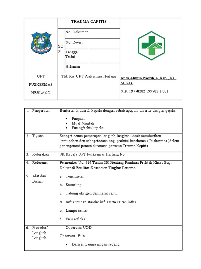 SOP TRAUMA KAPITIS | PDF