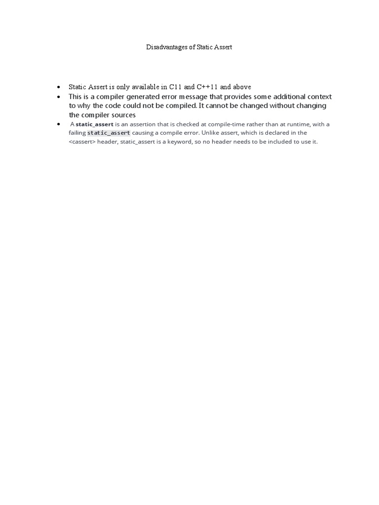 Disadvantages of Static Assert | PDF | Finance & Money Management ...