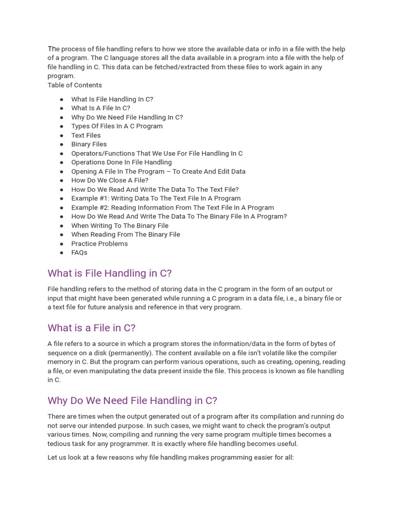 File Handeling in C | PDF | Computer File | Programming