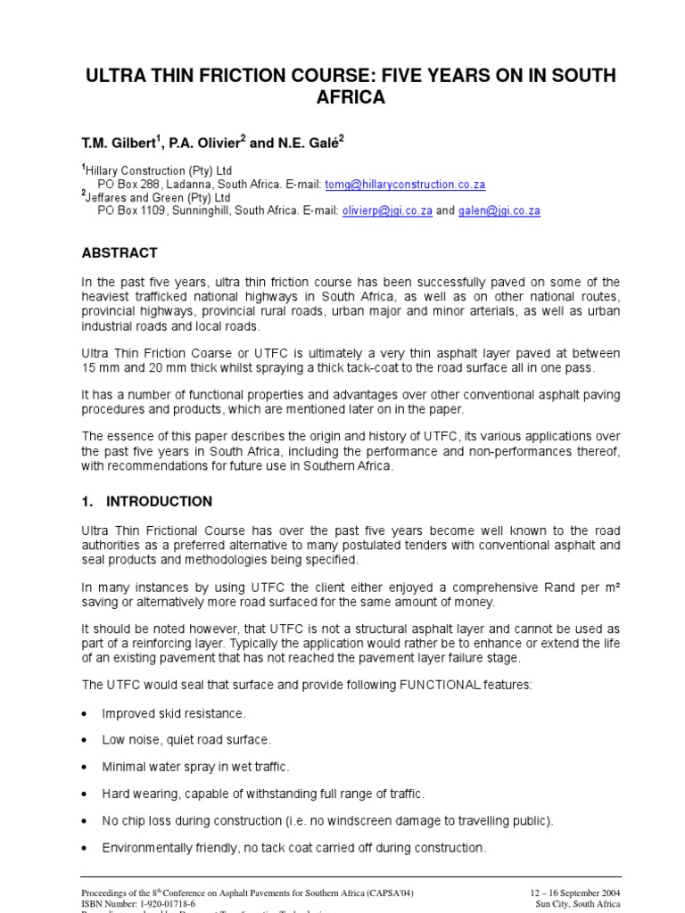 Ultra Thin Friction Course in SA | PDF | Road Surface | Asphalt