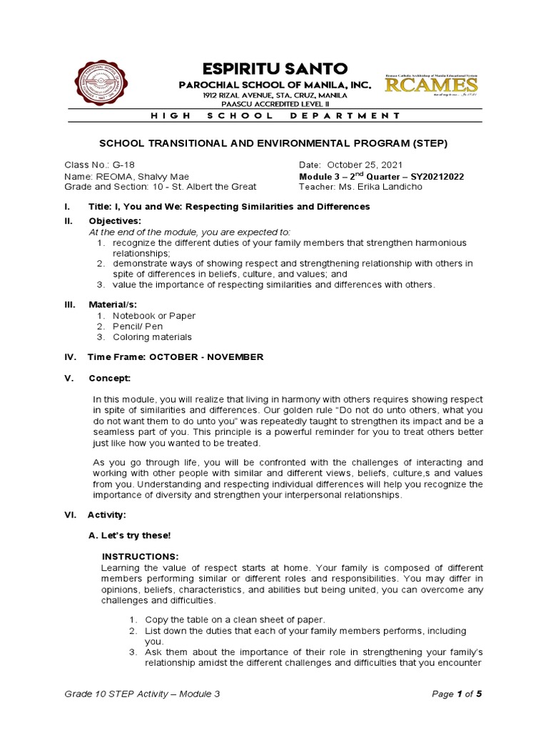 Homeroom Guidance Module 3 Pdf Family Grandparent