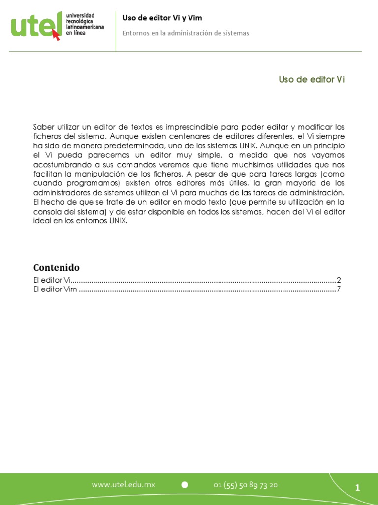 Uso del editor Vi y Vim en UNIX | PDF