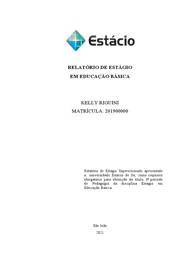 Relatório Do Estagio Exemplo | PDF | Aprendizado | Lição