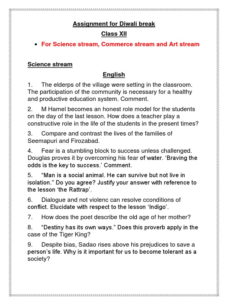 Assignment For Diwali Break Pdf Goodwill Accounting Chemical