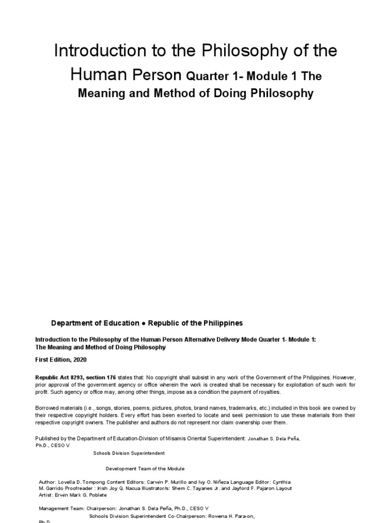 Philo - Mod1 Q1 Introduction To The Philosophy of The Human Person v3 ...