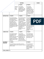 Game Rubric