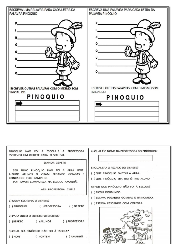 Atividades Do Conto Pinóquio | PDF