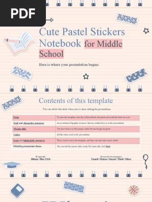 Cute Pastel Stickers Notebook for Middle School by Slidesgo