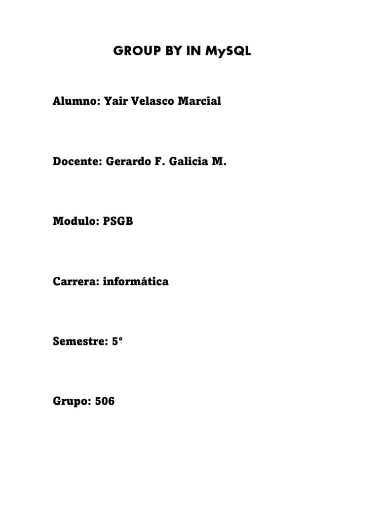 Group by in Mysql | PDF