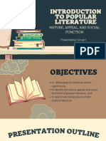 Introduction to Popular Literature: Nature, Appeal & Social Function