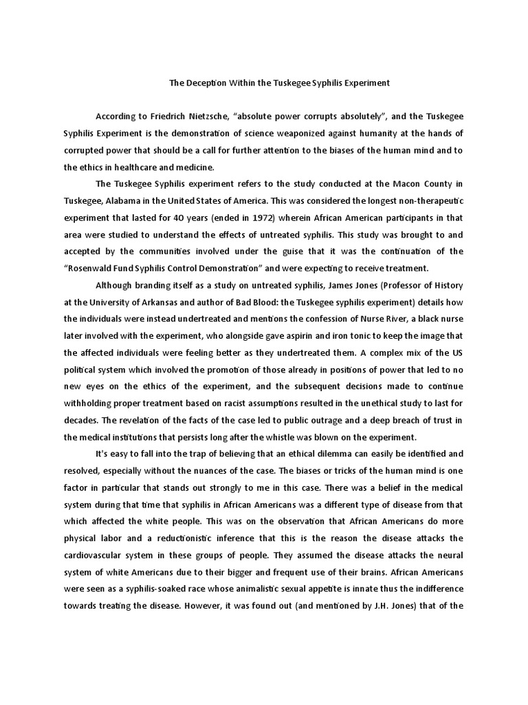 Tuskegee Bioethical Principles | PDF | Medical Ethics | Applied Ethics