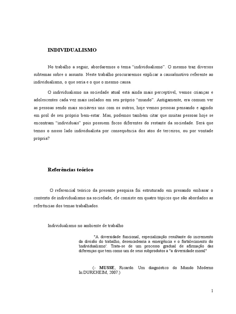 Individualismo | PDF | Individualismo | Família