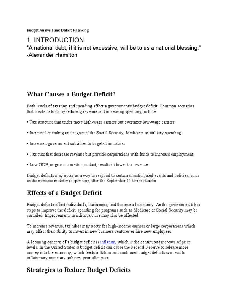Budget Analysis and Deficit Financing PDF