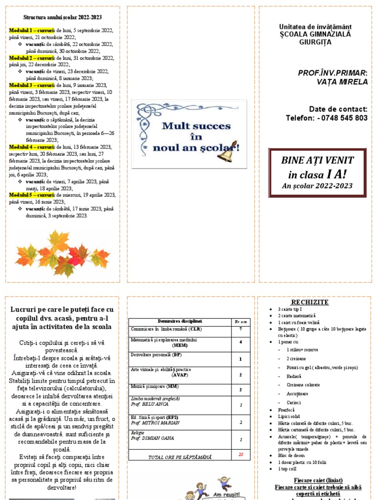 PLIANT Clasa 1 | PDF