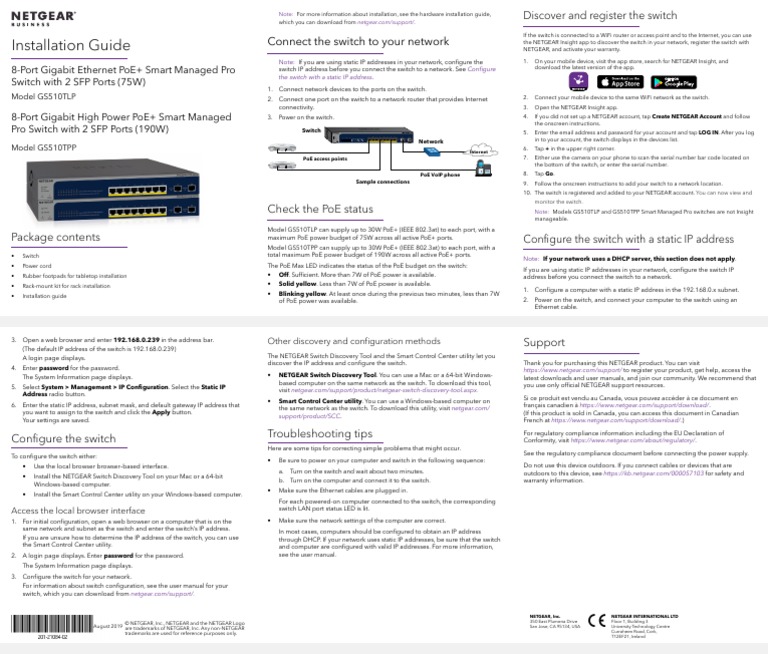 GS510TLP GS510TPP Ig en | PDF | Network Switch | Computer Network