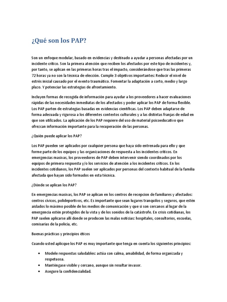 Qué son los PAP y su aplicación | PDF