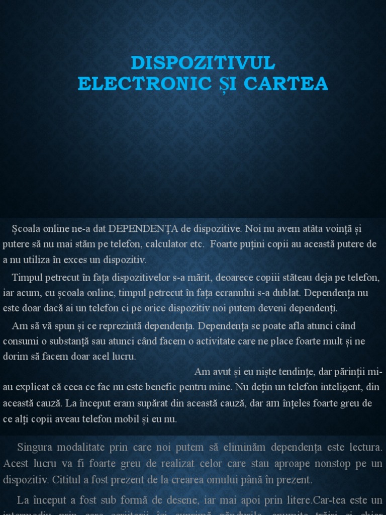 Dispozitivul Electronic Și Cartea | PDF