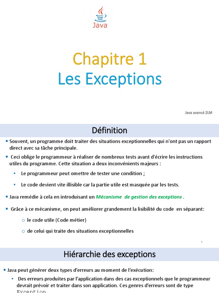 Gestion des exceptions en Java | PDF | Programmation informatique ...
