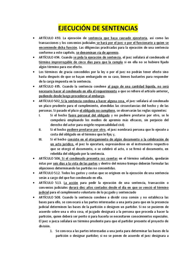 Ejecución De Sentencias Pdf Sentencia Ley Demanda Judicial