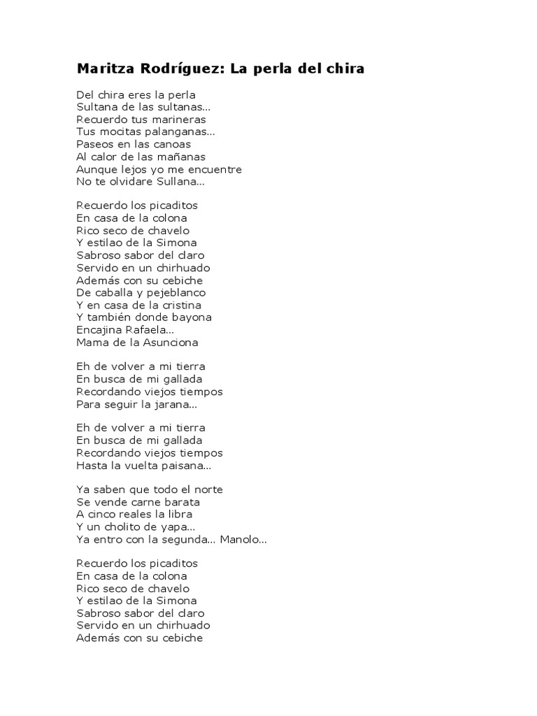 Maritza Rodríguez: La Perla del Chira | PDF | Las artes escénicas