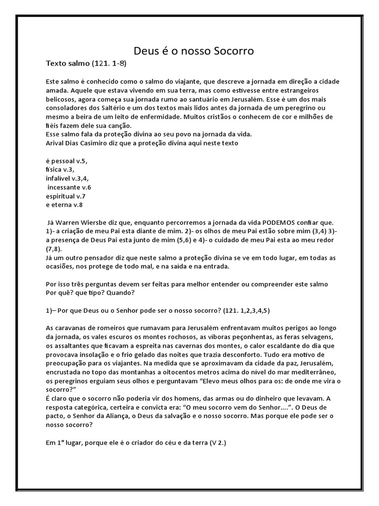 Deus é O Nosso Socorro Pdf Deus Universo