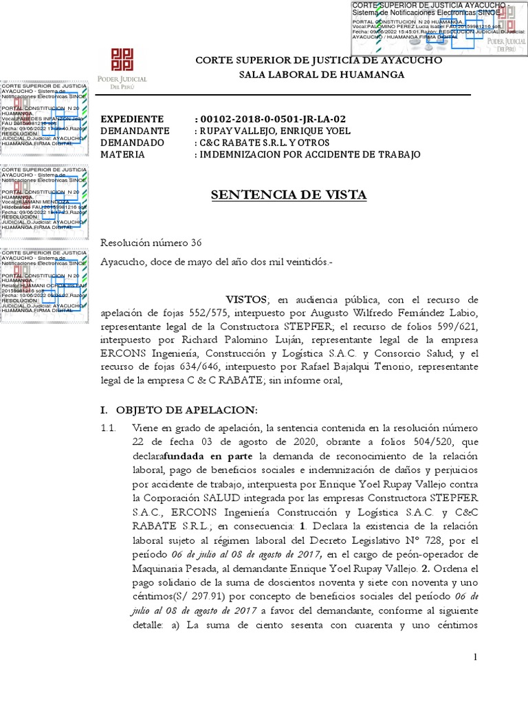 Sentencia de Vista | PDF | Intención (Derecho Penal) | Ley Pública
