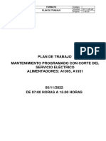 Plan de Trabajo A1005 - A1931 Mantenimiento Programado