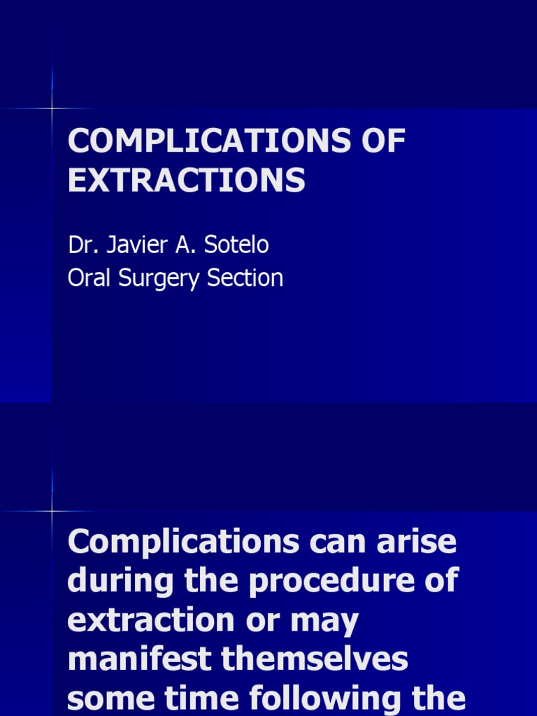 Complications of Extractions OS1 PDF Medical Specialties Medicine