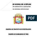 Esquema Proyecto de Investigación Segunda Especialidad