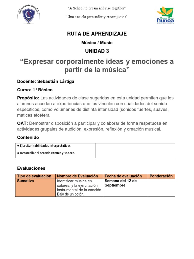 Rutas de Aprendizaje Unidad 3 | PDF | Evaluación | Canciones