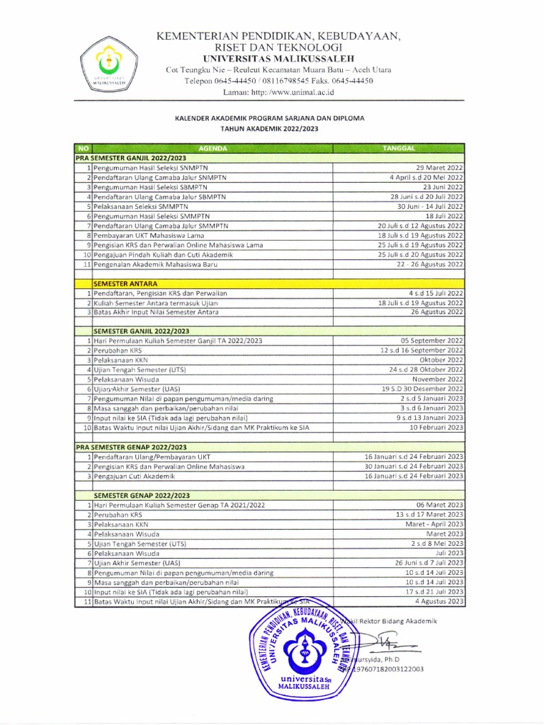 Kalender Akademik 22-23 | PDF