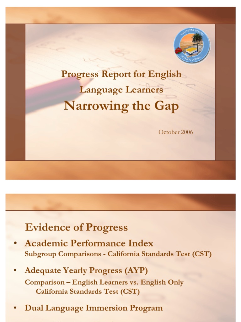 Progress Report For English Language Learners | PDF