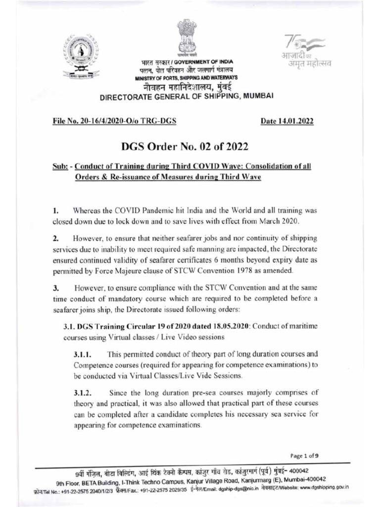 DGS Order 02 of 2022 - Refresher Training | PDF