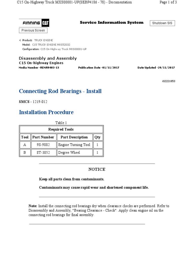 c15 Torque de Biela MRHDZ PDF Bearing (Mechanical) Machines