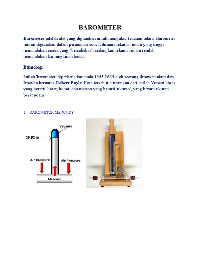 Barometer Adalah Alat Yang Digunakan Untuk Mengukur Tekanan Udara