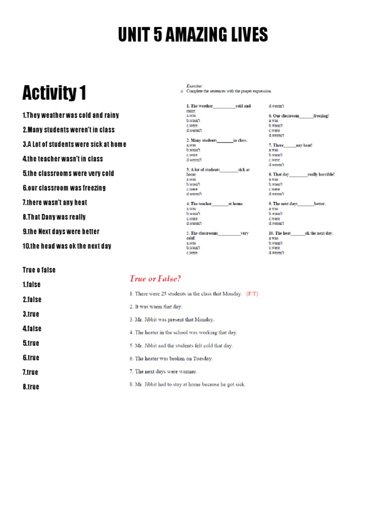 Unit 5 Amazing Lives | PDF