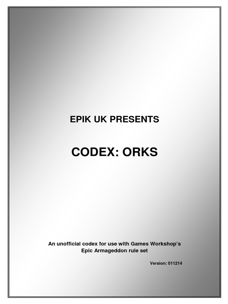 Codex Orks PDF Campaign Settings
