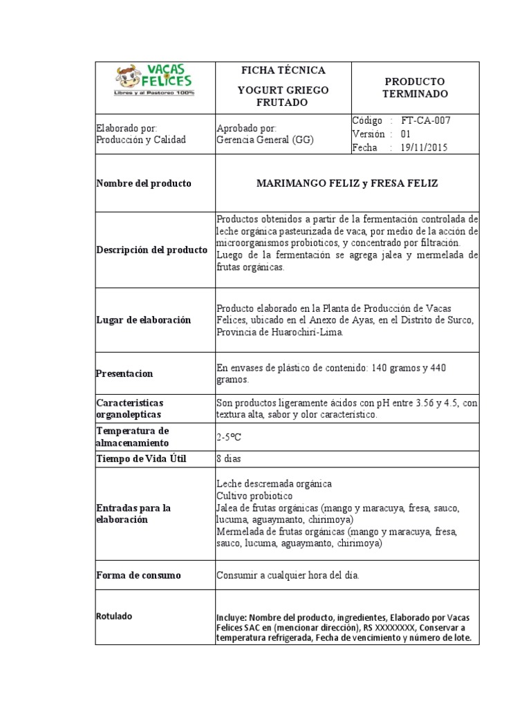 FTCA007 Ficha Tecnica de Yogurt Griego Frutado 151119 PDF