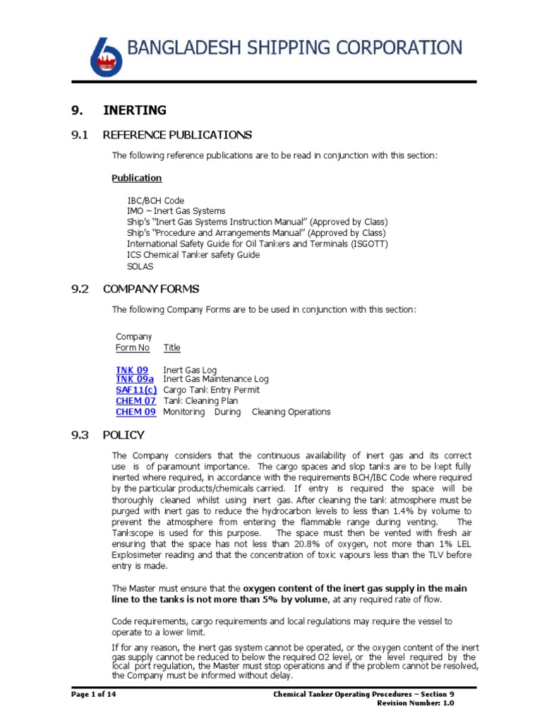 Inert Gas System Procedures for Tankers | PDF | Oil Tanker | Valve