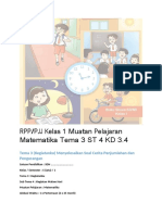 RPP/PJJ Kelas 1 Muatan Pelajaran Matematika Tema 3 ST 4 KD 3.4