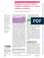 Scaffolding Our Systems Patients and Families Reaching in As A Source of Healthcare Resilience